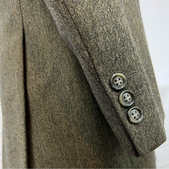 Men's Konen Munchen Olive Textured 2-Button 41R 100% Wool Brown Blazer Jacket - Picture 3 of 8